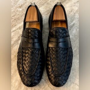 OFFICINE CREATIVE Intrecciato Leather Black 43/10 US Woven $1200 Penny Loafer BV
